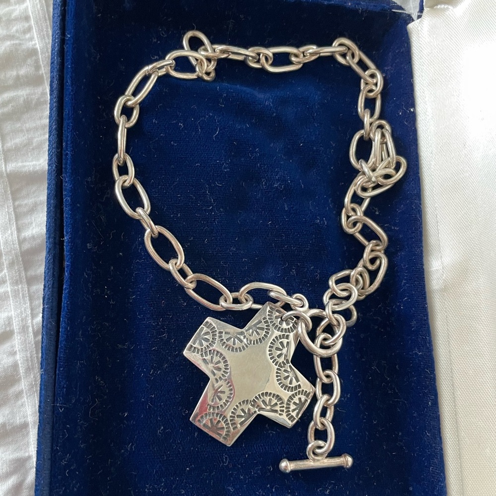 Silpada sterling silver stamped necklace.